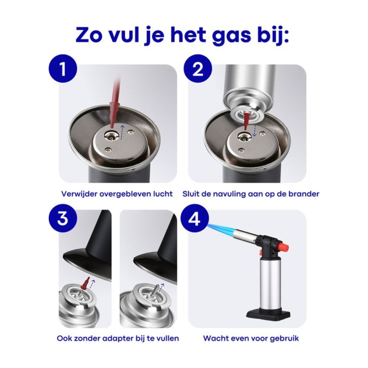 Malmoo Professionele Gasbrander - Creme Brulee Brander - Aansteker - Keukenbrander - Flambeerbrander - Butaan - Navulbaar - 14.2g
