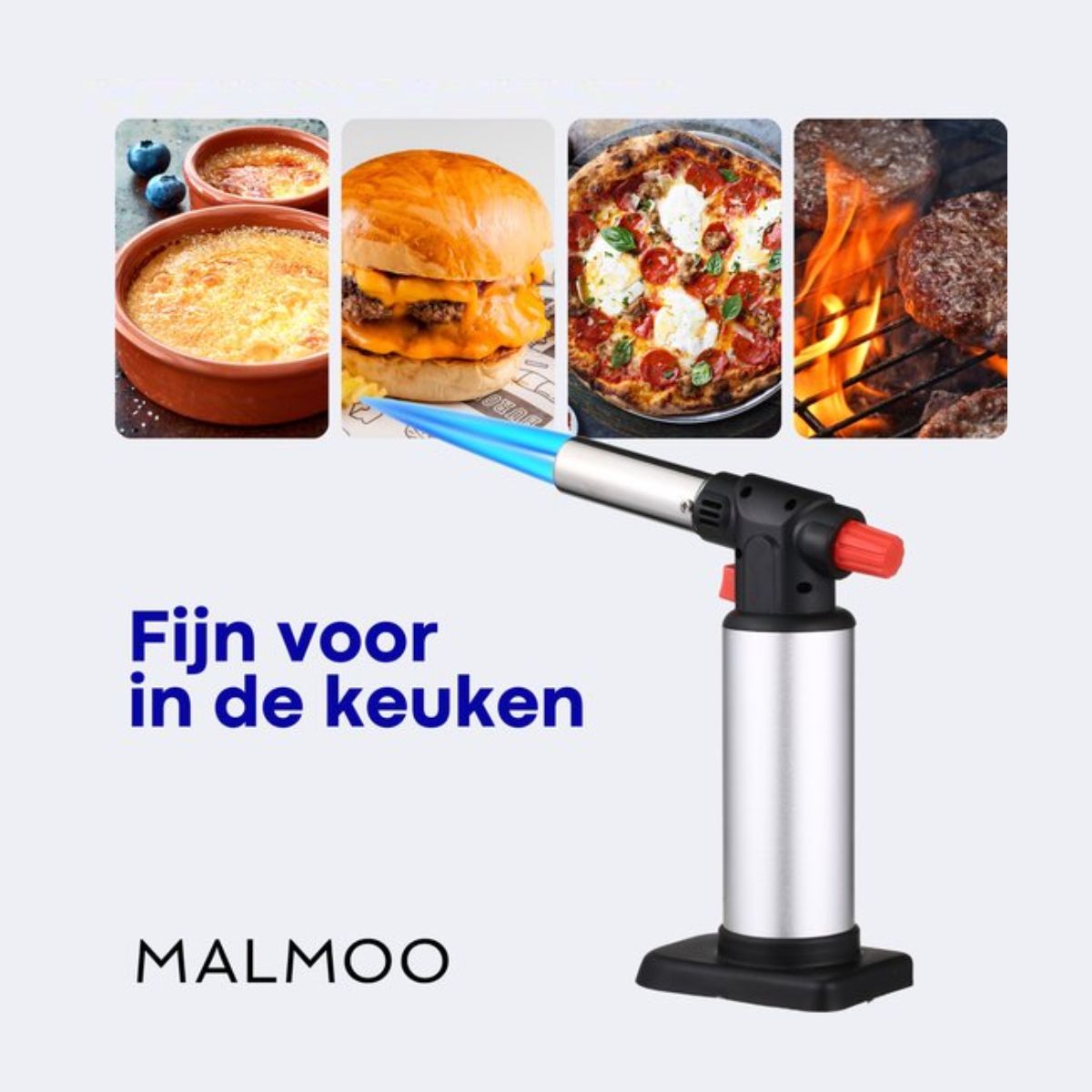 Malmoo Professionele Gasbrander - Creme Brulee Brander - Aansteker - Keukenbrander - Flambeerbrander - Butaan - Navulbaar - 14.2g