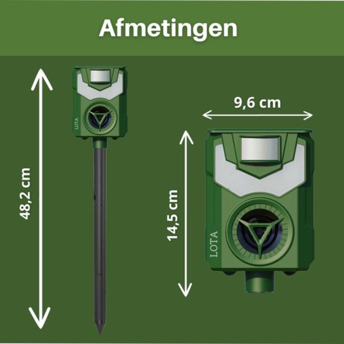 Kattenverjager op Zonne-Energie - Dierenverjager - Marterverjager - Muizenverjager - 110 graden - Uniek Vlamlicht - Waterdicht - Weerbestendig - Groen