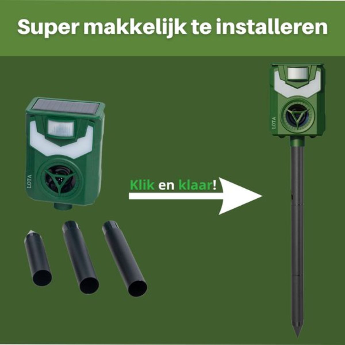 Kattenverjager op Zonne-Energie - Dierenverjager - Marterverjager - Muizenverjager - 110 graden - Uniek Vlamlicht - Waterdicht - Weerbestendig - Groen