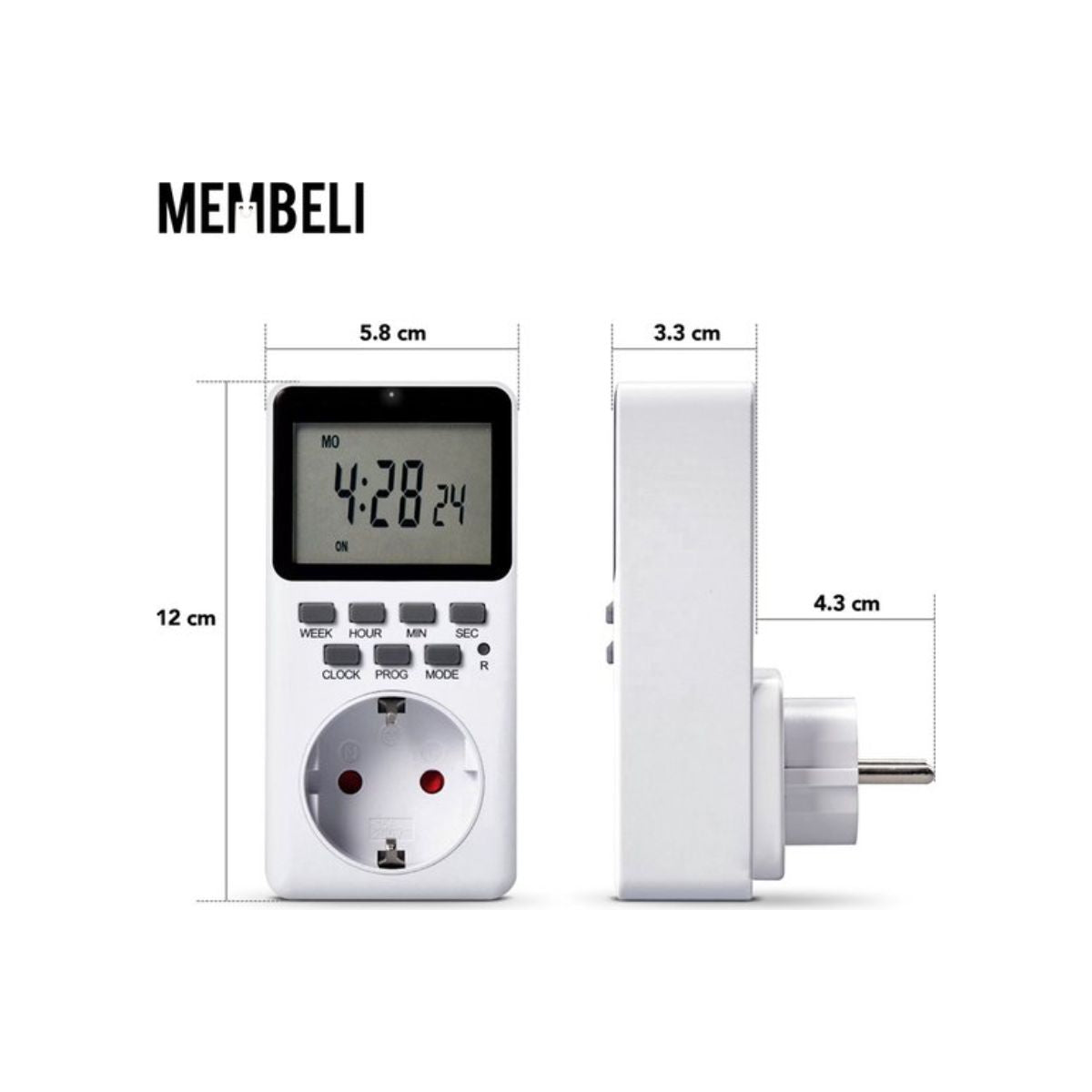 Membeli Tijdschakelaar voor Binnen - Schakelklok Stopcontact - Type F - Digitaal - Timer Schakelaar - LCD Display - Tijdschakelklok