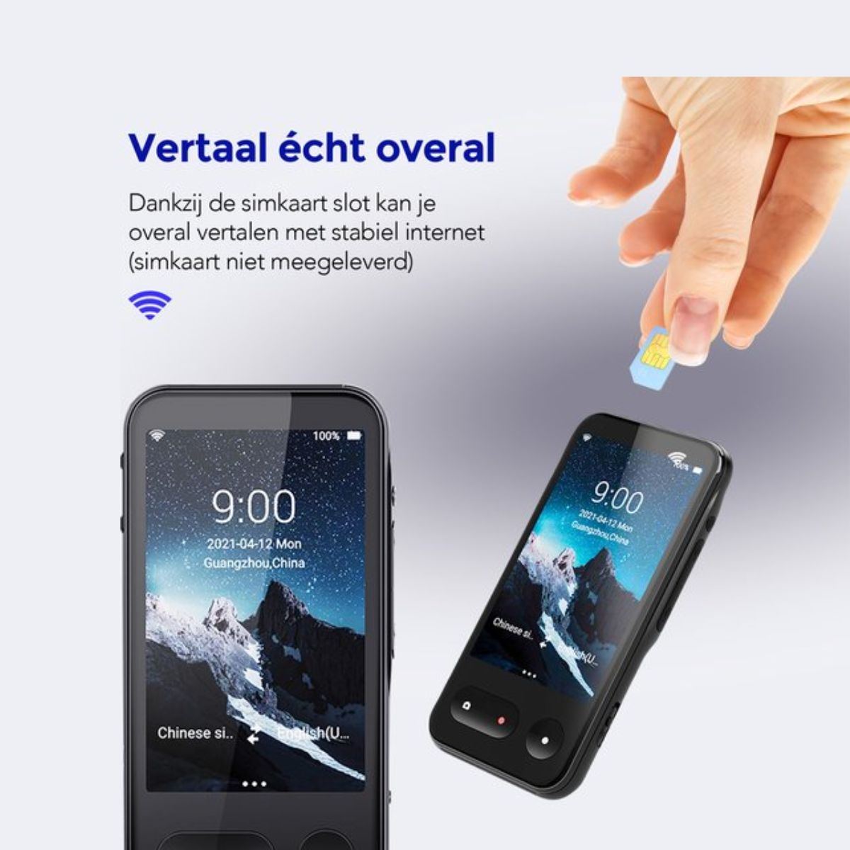 Membeli Vertaalcomputer - met Simkaart - Offline - Muama Enence - Vertaal Apparaat - 4 inch Touchscreen - 135+ Talen - Zwart