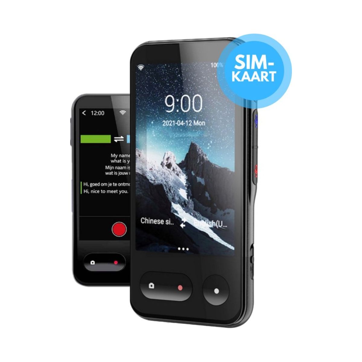 Membeli Vertaalcomputer - met Simkaart - Offline - Muama Enence - Vertaal Apparaat - 4 inch Touchscreen - 135+ Talen - Zwart