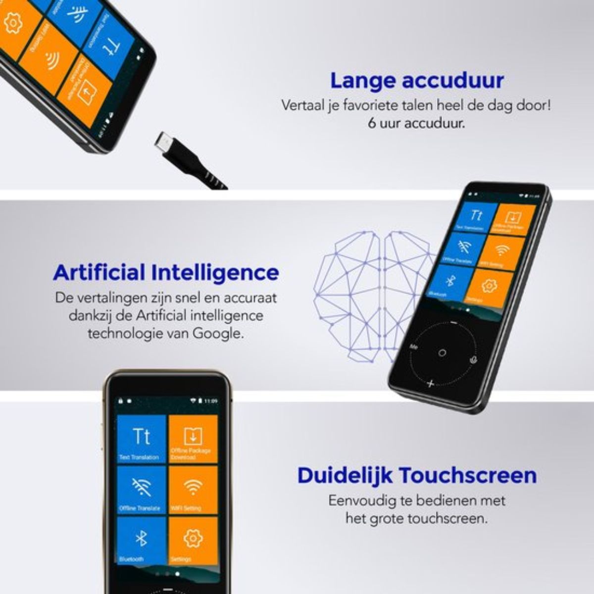 Membeli Vertaalcomputer - Vertaal Apparaat - Offline - Muama Enence - Antraciet - 137+ Talen - 3.1 inch Touchscreen
