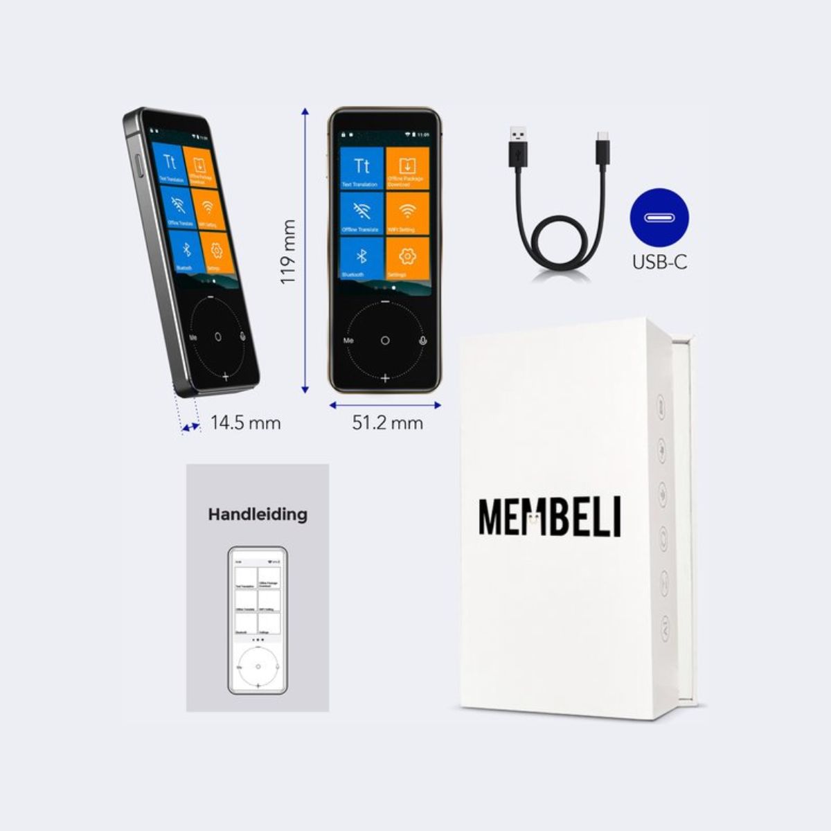 Membeli Vertaalcomputer - Vertaal Apparaat - Offline - Muama Enence - Antraciet - 137+ Talen - 3.1 inch Touchscreen