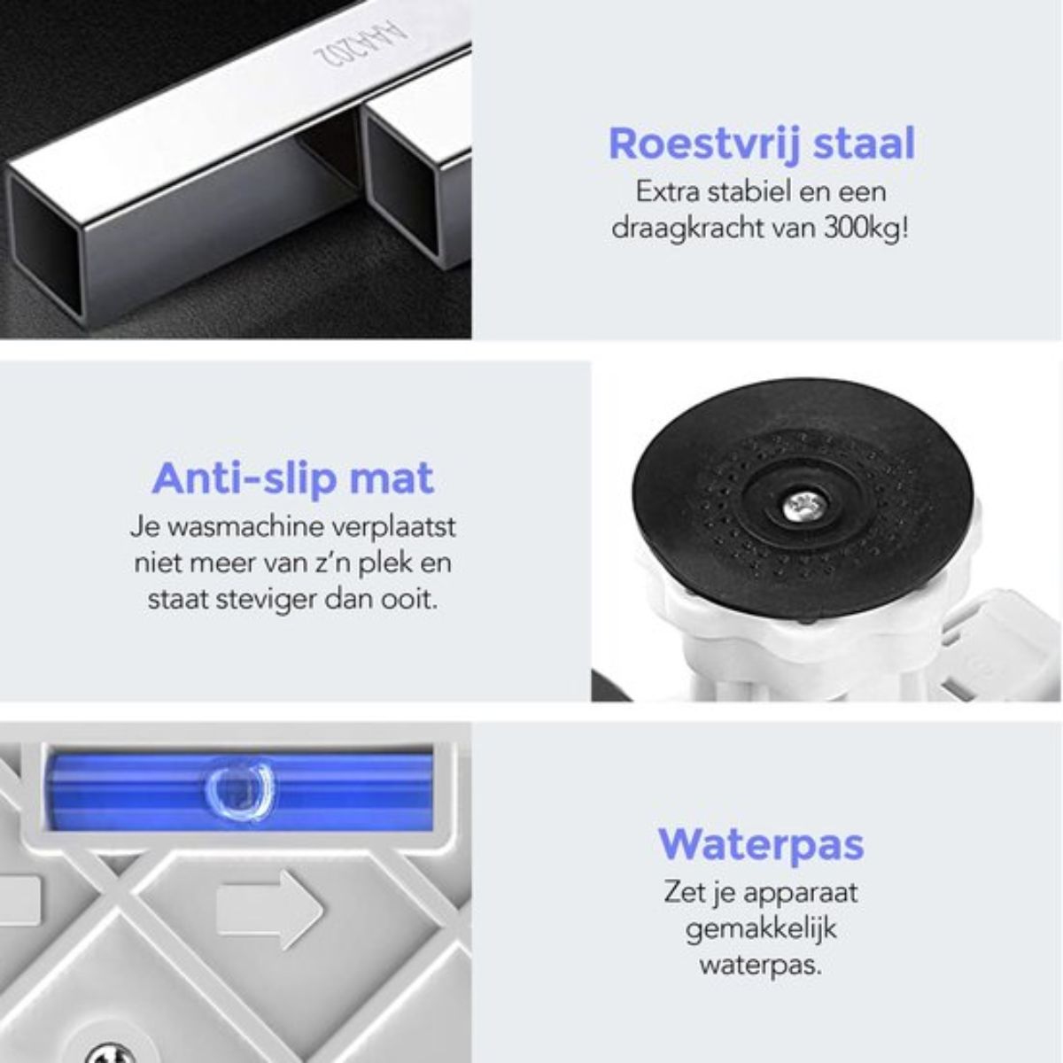 Membeli Wasmachine Verhoger - Wasmachine Opbouwmeubel - Sokkel - Ombouw - Universele Verhoging - Anti-Vibratie - 300kg