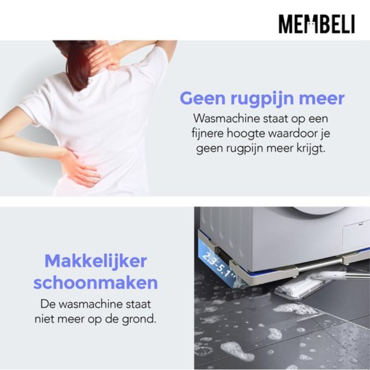 Membeli Wasmachine Verhoger - Wasmachine Opbouwmeubel - Sokkel - Ombouw - Universele Verhoging - Anti-Vibratie - 300kg