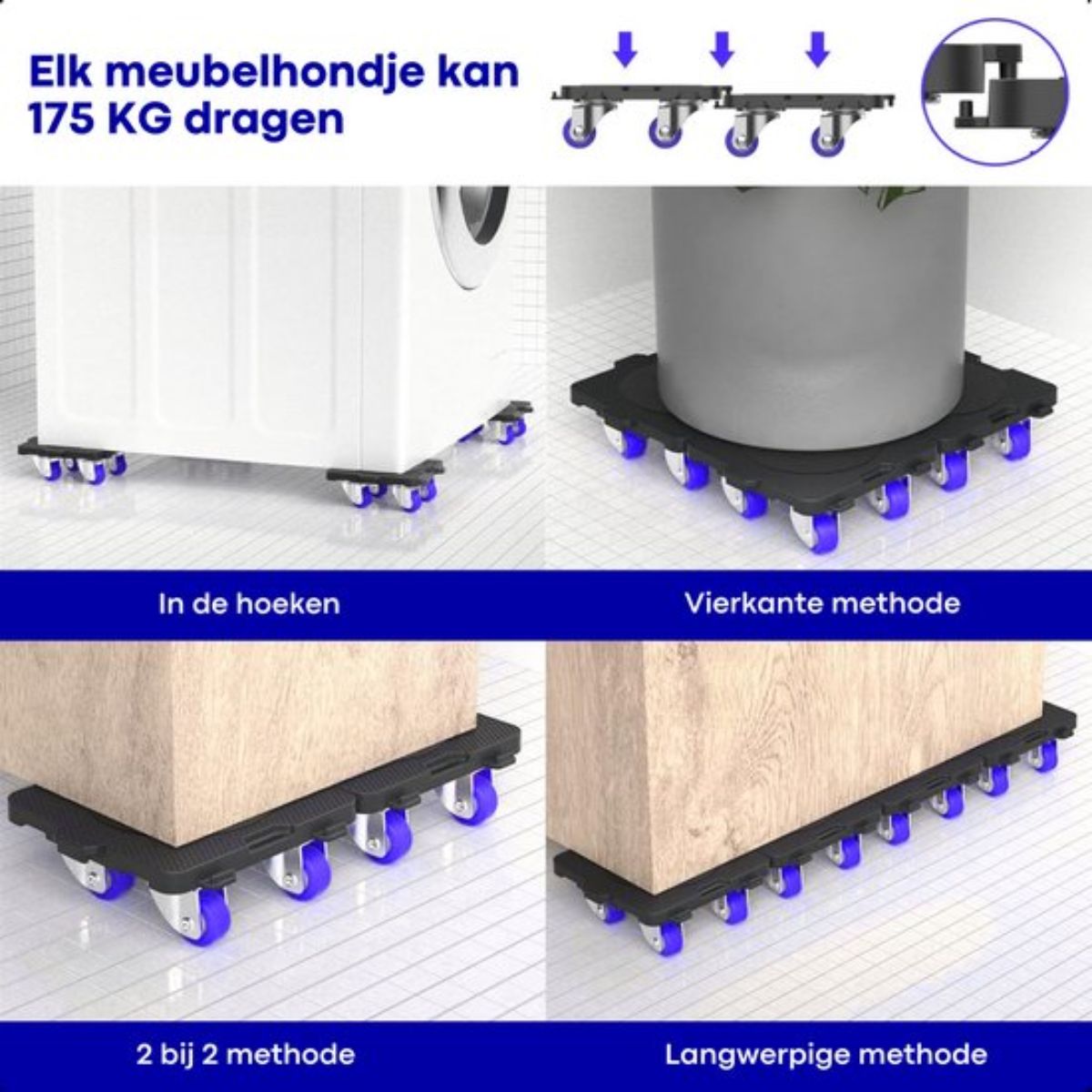 Moeve Meubelroller - Meubeltransporter - 9 delige Transporthulp - Draagvermogen 700kg - Transportroller - Meubelhondje - Meubelverplaatser