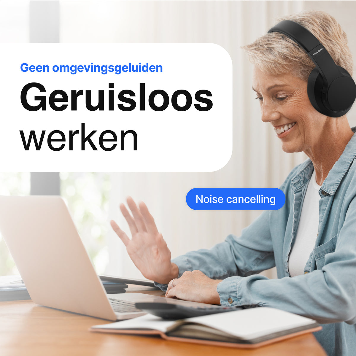 Bluetooth Koptelefoon - Noice Cancelling - Incl Opbergcase - Zwart