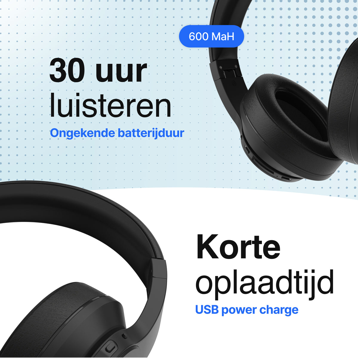 Bluetooth Koptelefoon - Noice Cancelling - Incl Opbergcase - Zwart