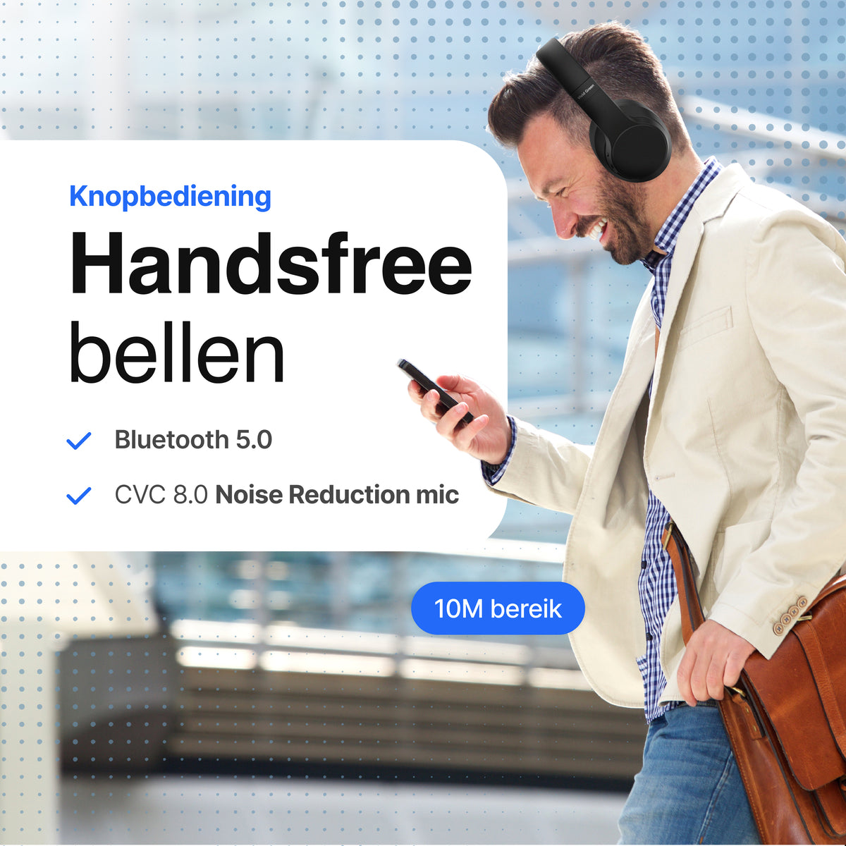 Bluetooth Koptelefoon - Noice Cancelling - Incl Opbergcase - Zwart