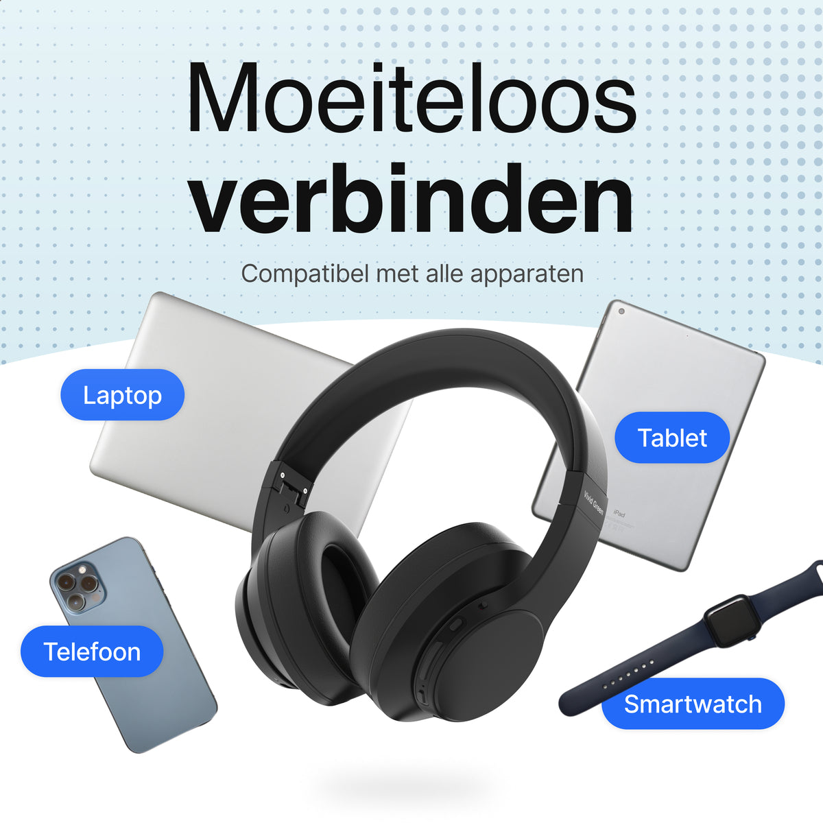 Bluetooth Koptelefoon - Noice Cancelling - Incl Opbergcase - Zwart