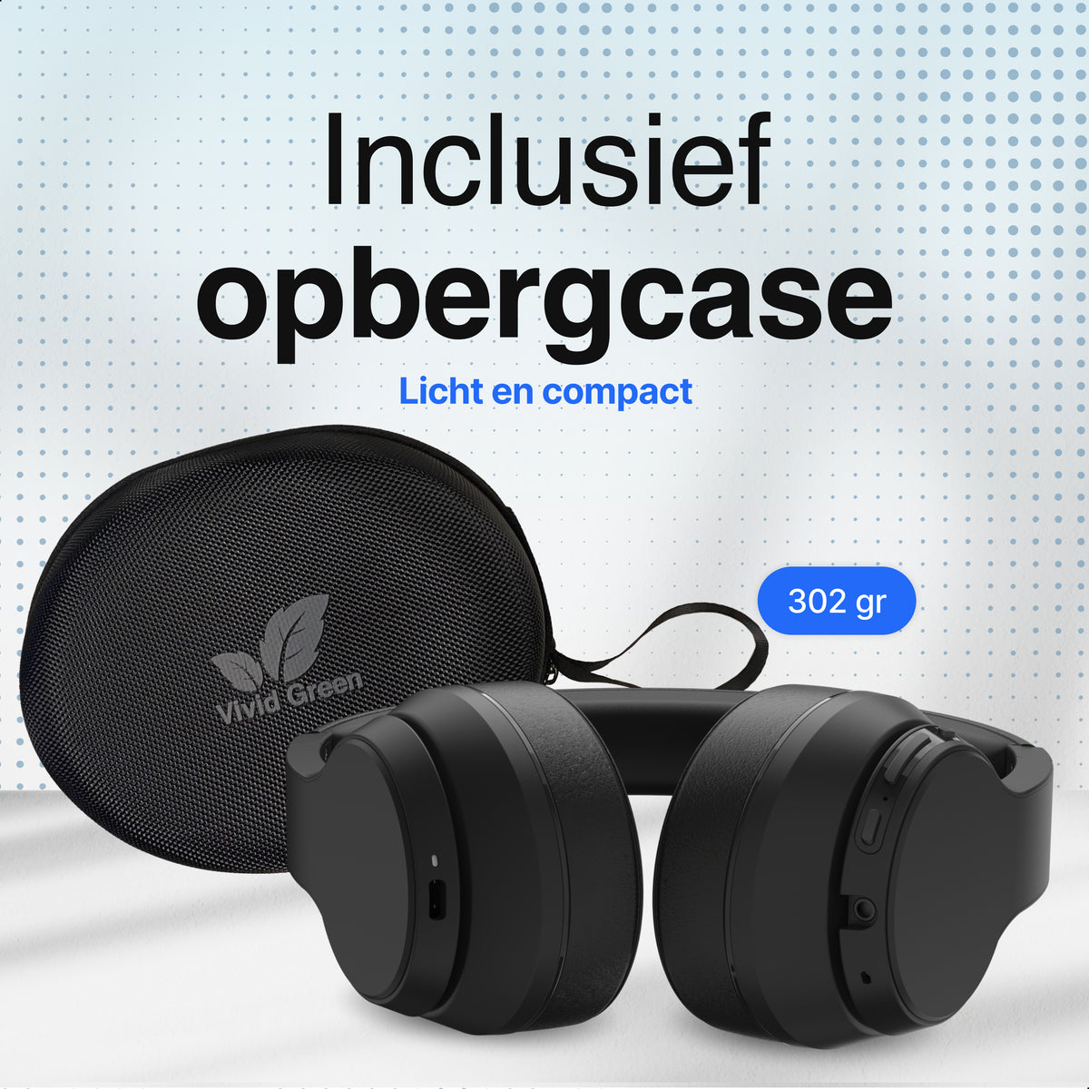 Bluetooth Koptelefoon - Noice Cancelling - Incl Opbergcase - Zwart