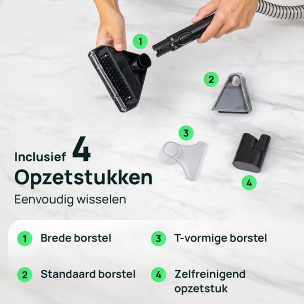 Compacte Tapijtreiniger met Heet water - Verwarmbaar tot 60°C - Vlekkenreiniger - 4 Opzetstukken - 1200 Watt - Bankreiniger machine
