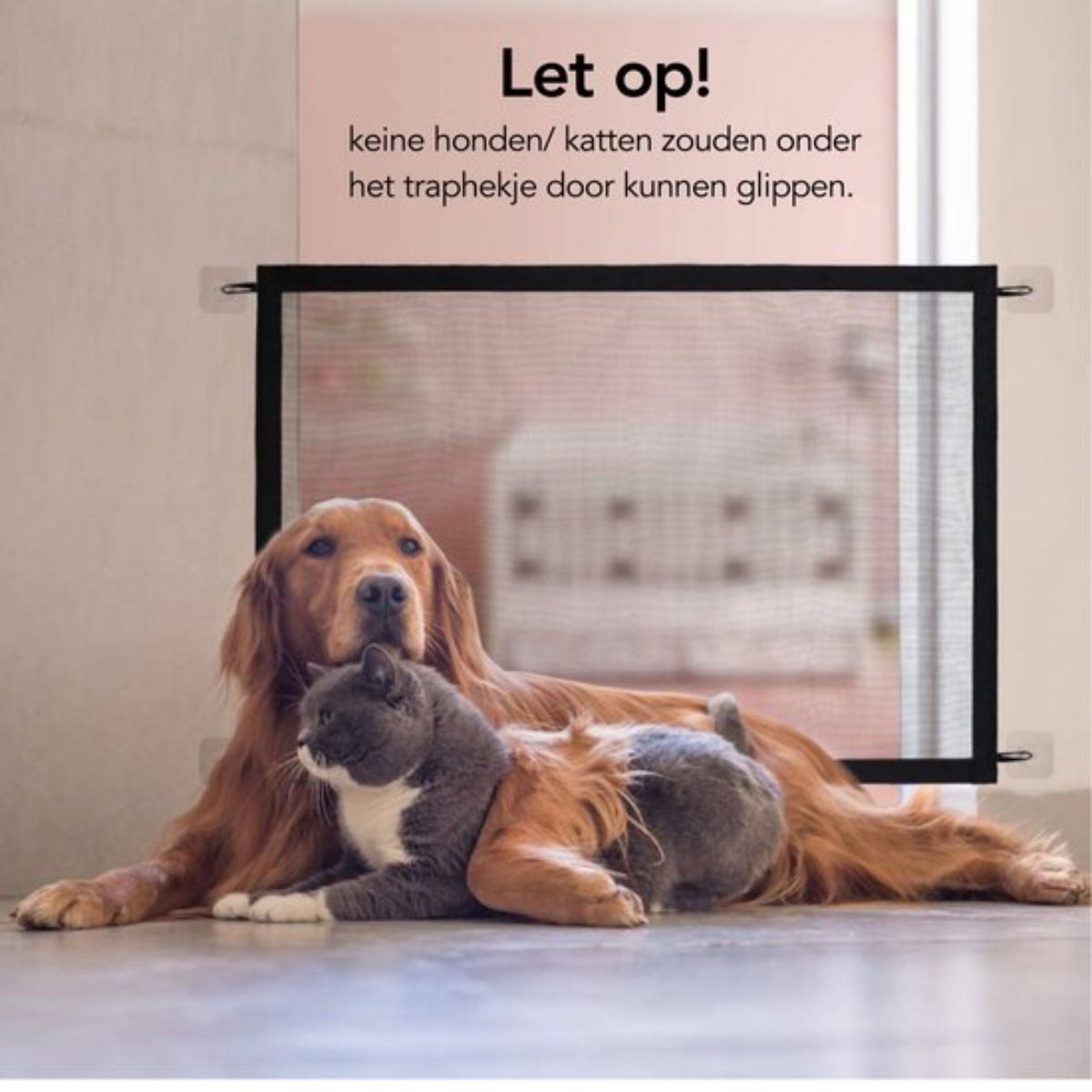 Traphekje Oprolbaar - Zonder Boren - 110x74cm - Hond - Zwart