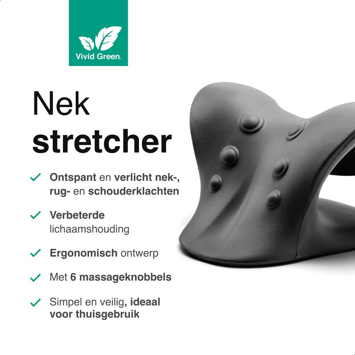 Nekstretcher - Massagekussen - Voor rug- en nekklachten - Zwart