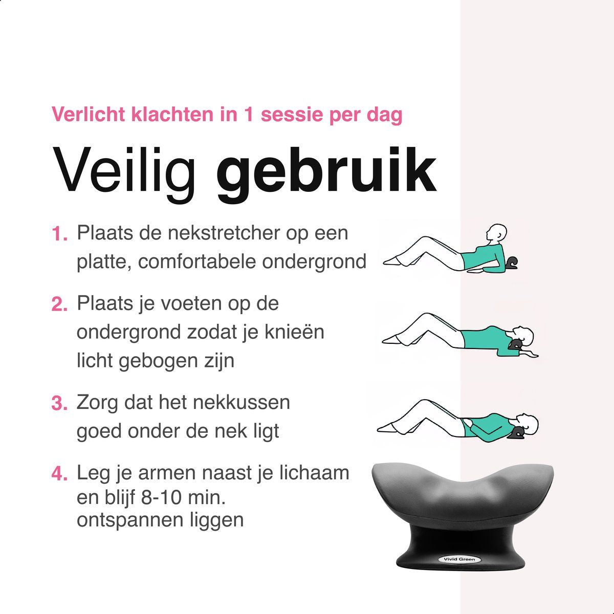 Nekstretcher - Massagekussen - Voor rug- en nekklachten - Zwart