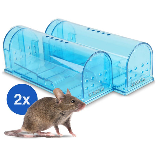 Diervriendelijke muizenval voor binnen & buiten - 2-Pack - Muizenvallen - Muizenverjager - Mouse trap - Blauw