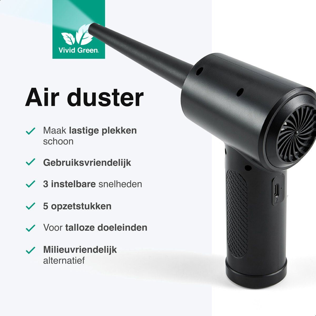 Air Duster – Compressor – Draadloos – Zwart