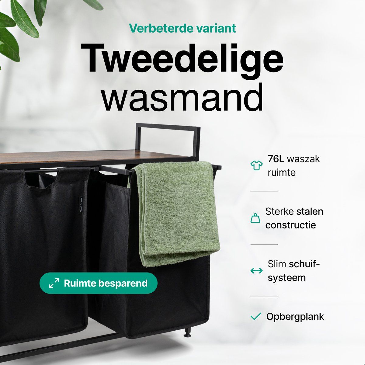 Wasmand Met Plank - 2 Vakken