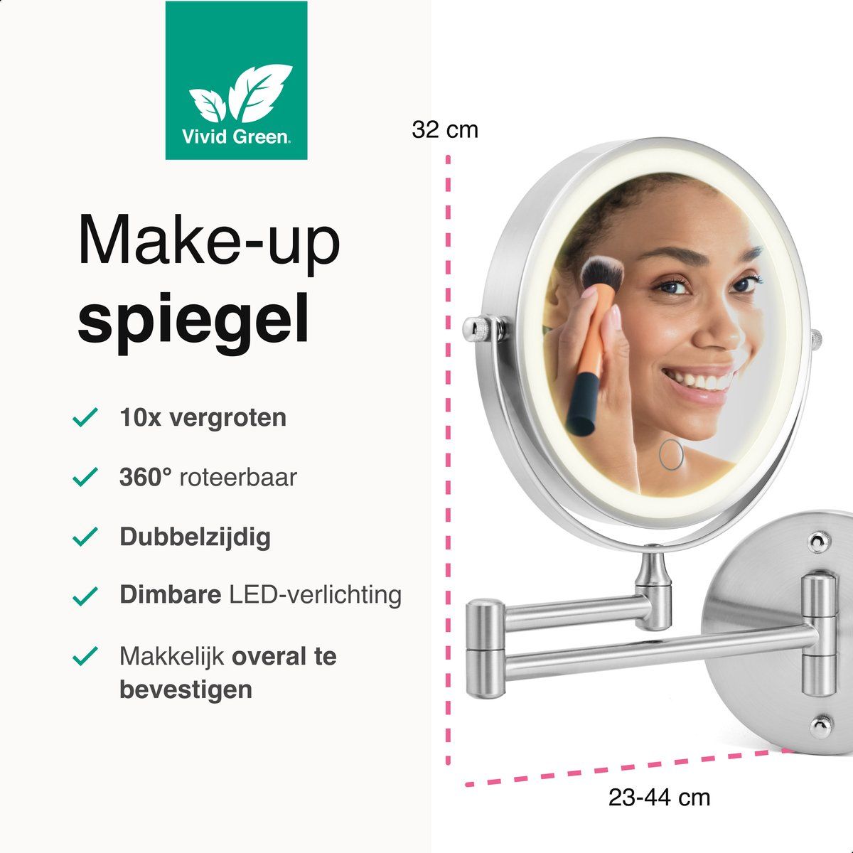 Make Up Spiegel - Met LED Verlichting - Chroom