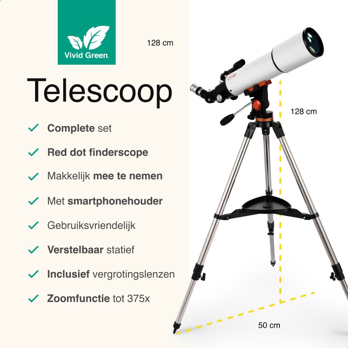 Telescoop - Complete Set - 375x zoom - Sterrenkijker - Wit