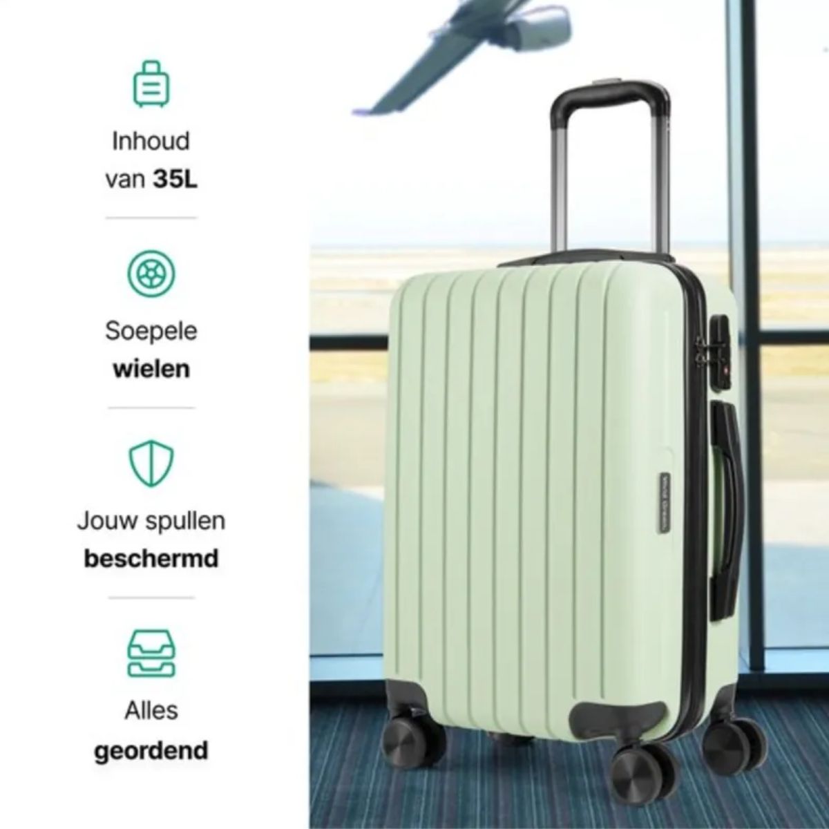 Reiskoffer - Bagage Koffer - 40L - Groen