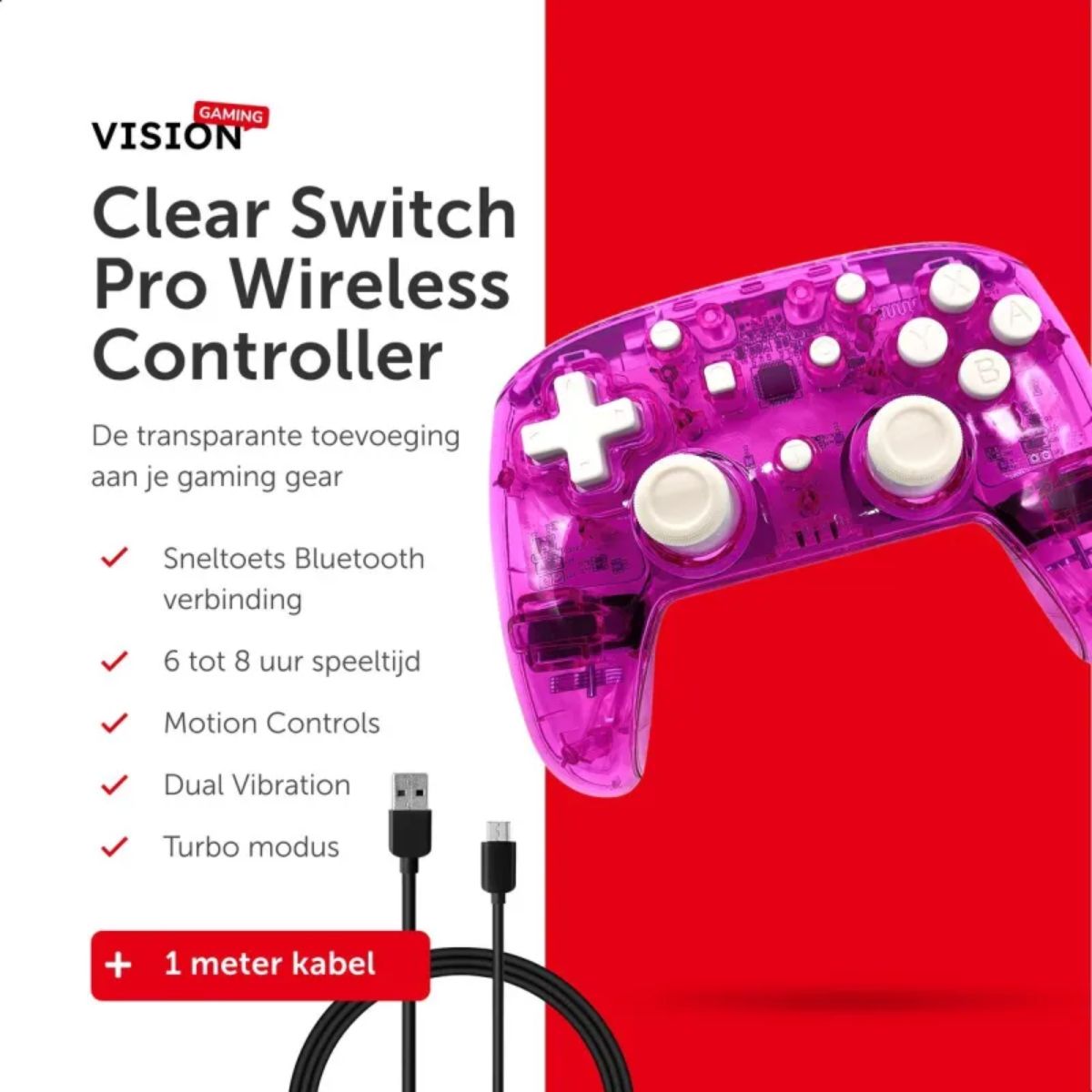 Draadloze Controller - Nintendo Switch Pro - Paars