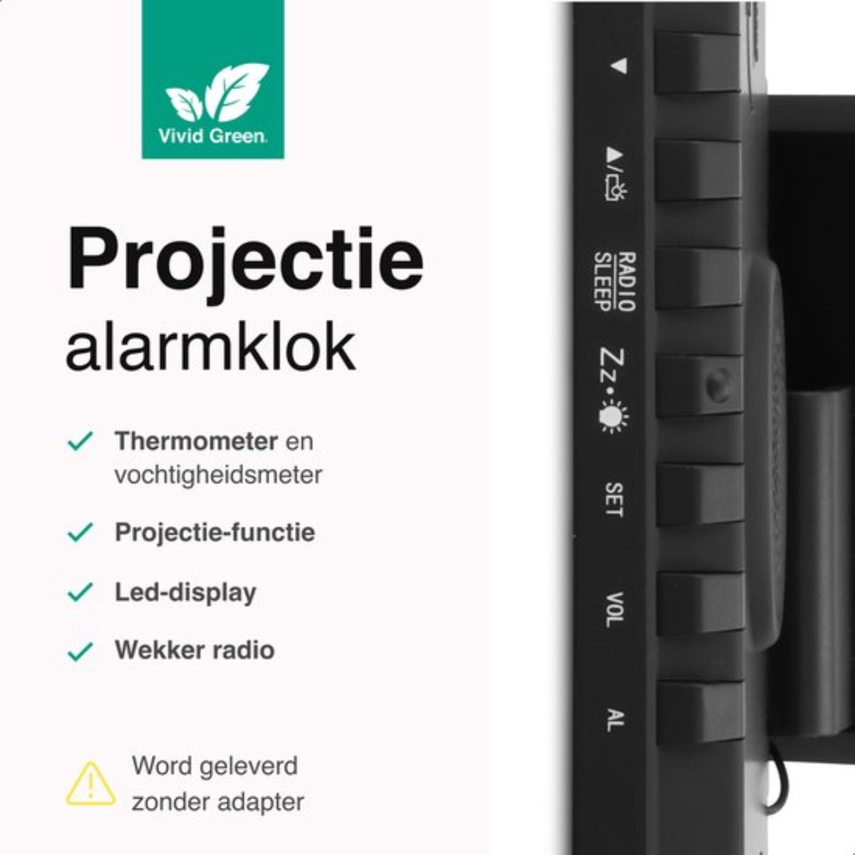 Digitale Wekkerradio Met Projectie - Wekker - Zwart