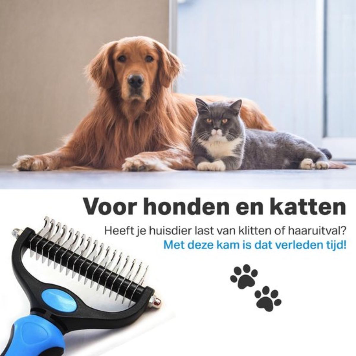 Hondenkam – Kattenkam – Blauw/Zwart