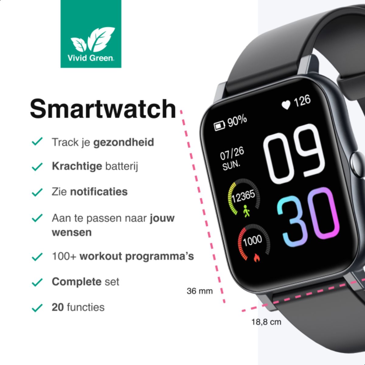 Smartwatch - HD - Zwart