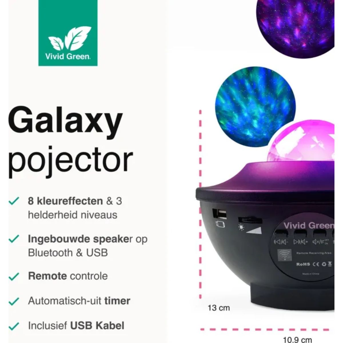 Sterren Projector - Galaxy - Zwart