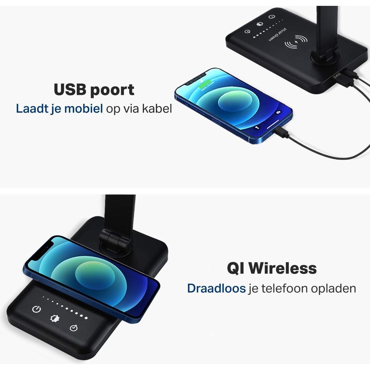Bureaulamp – Led – Draadloze Oplader