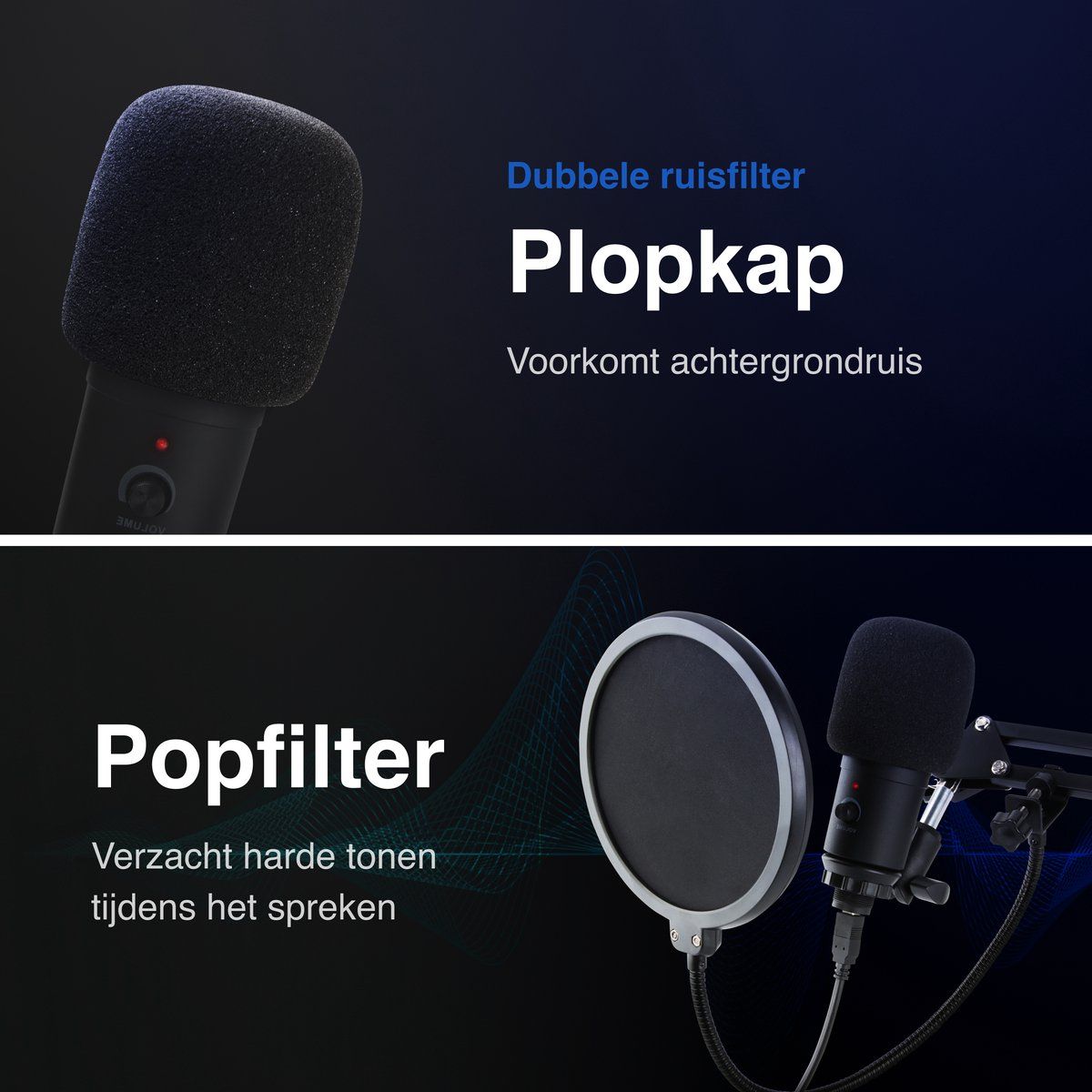 Microfoon met arm - USB - Plug & Play - Incl. Popfilter en Plopkap