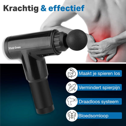 Massagegun - 4 Opzetstukken - Zwart