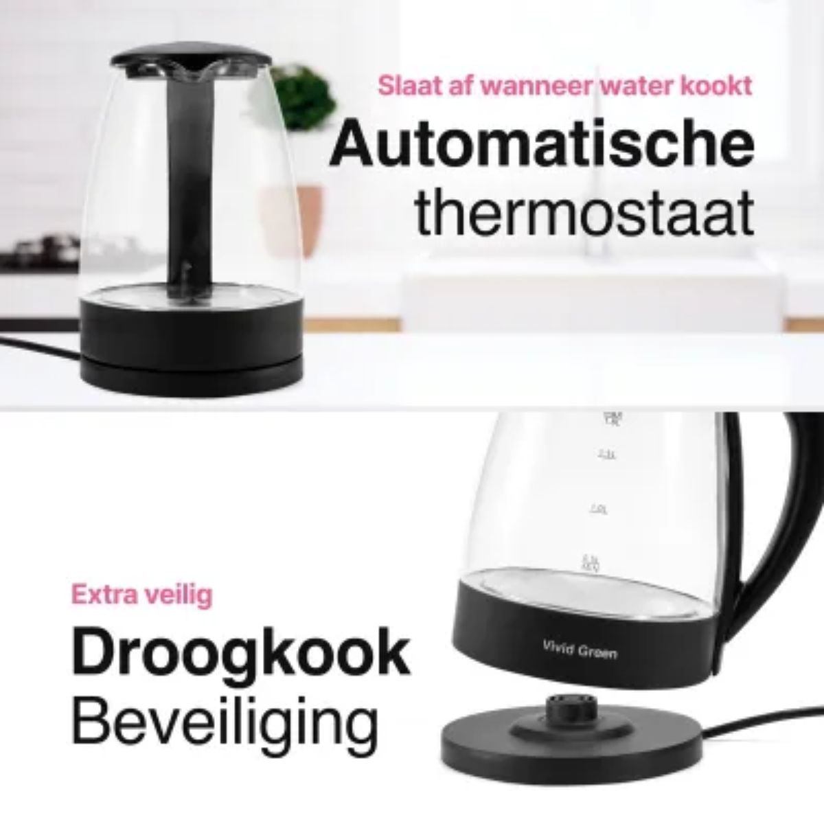 Glazen Waterkoker - 1.8L - Incl. LED Verlichting - 1500W