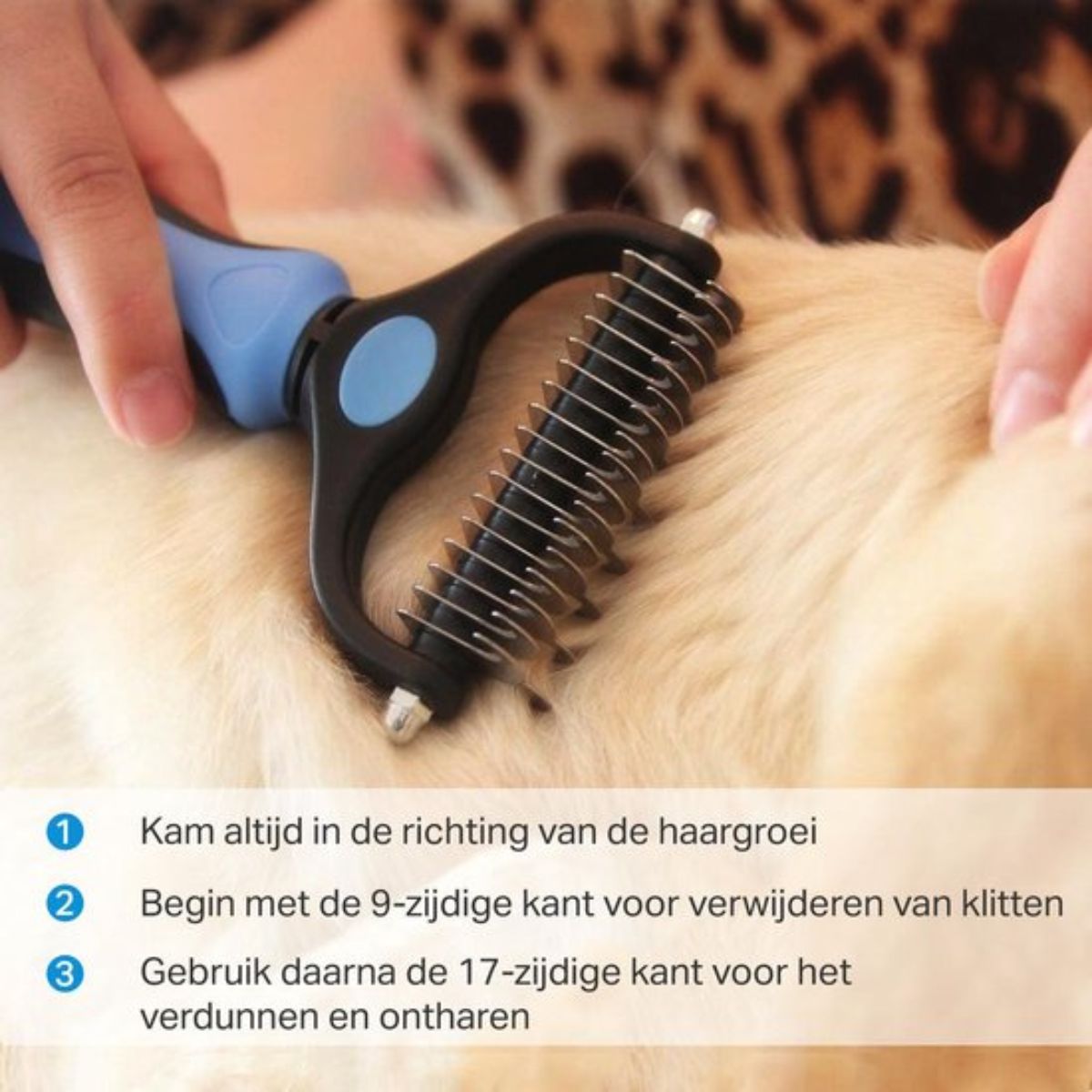 Hondenkam – Kattenkam – Blauw/Zwart