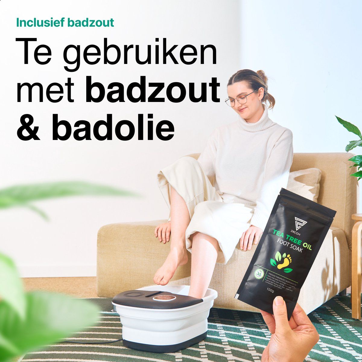 Massage Voetenbad - Handmatige Massage - Incl. Badzout - Verwarmt tot 48°C - Zwart