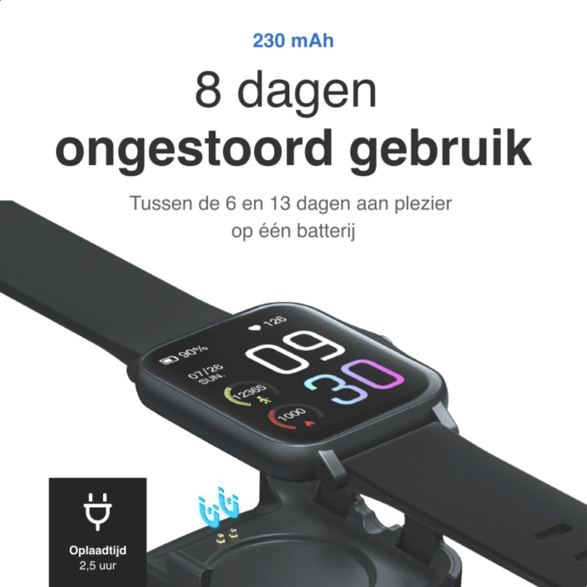 Smartwatch - Heren & Dames - Met hartslagmeter, stappenteller, slaaptracker, bloeddrukmeter en saturatiemeter - HD - Zwart