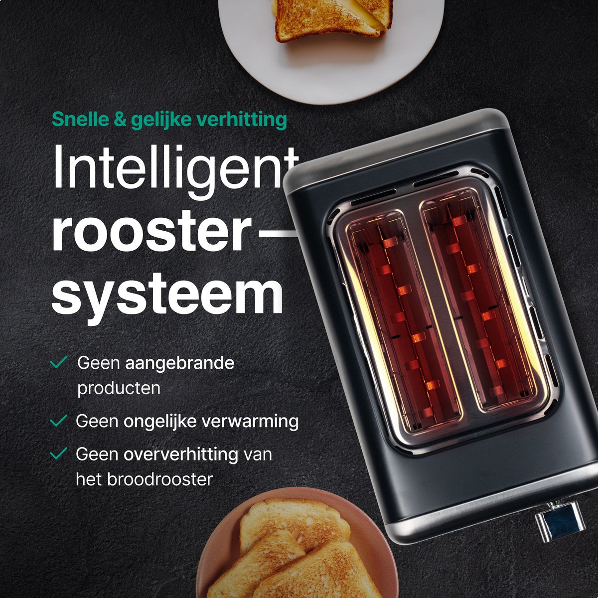 Broodrooster Met Display - 7 Warmteniveaus - 900W - Zwart