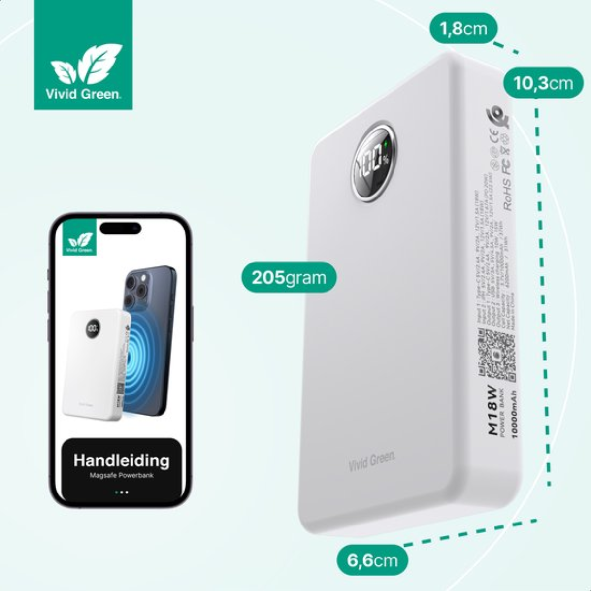 Draadloze Powerbank 10.000 mAh - Geschikt Voor Magsafe - 22.5W - Geschikt Voor Iphone 12, 13, 14, 15, 16 - Wit