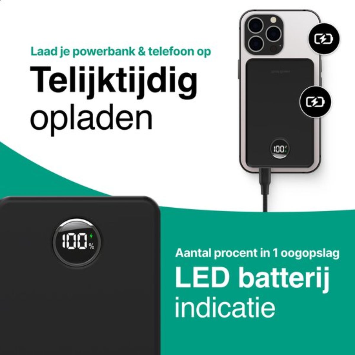 Draadloze Powerbank 10.000 mAh - Geschikt Voor Magsafe - 22.5W - Geschikt Voor Iphone 12, 13, 14, 15, 16 - Zwart