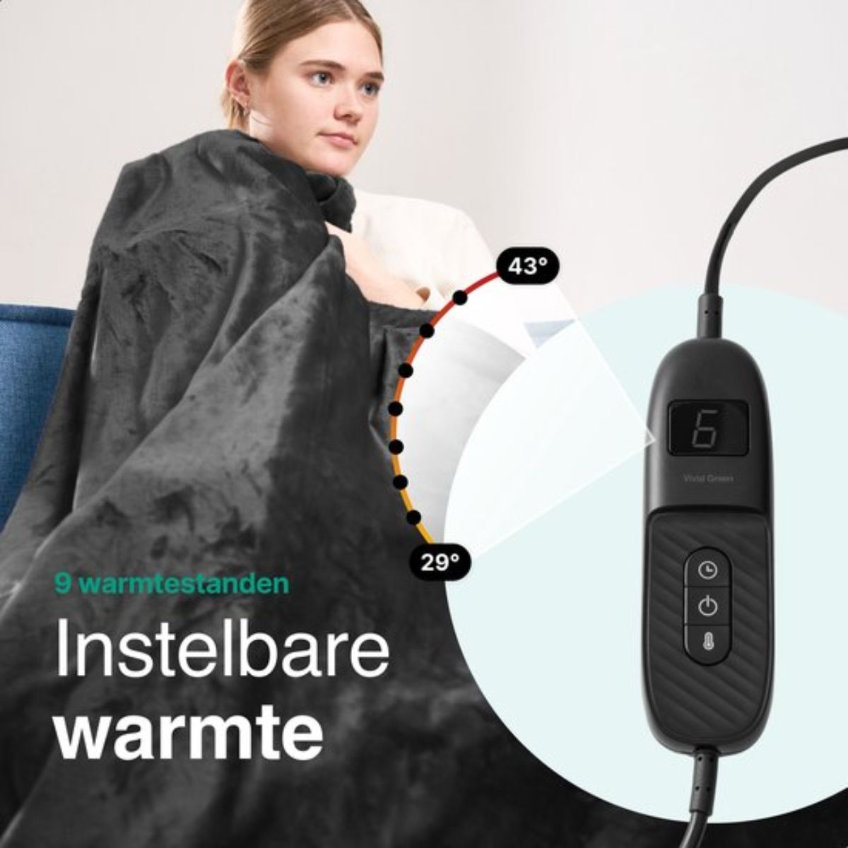 Elektrische Warmtedeken - Bovendeken 1 persoons - Fleece Deken - Knuffeldeken - 180X130cm - 9 standen - Zwart