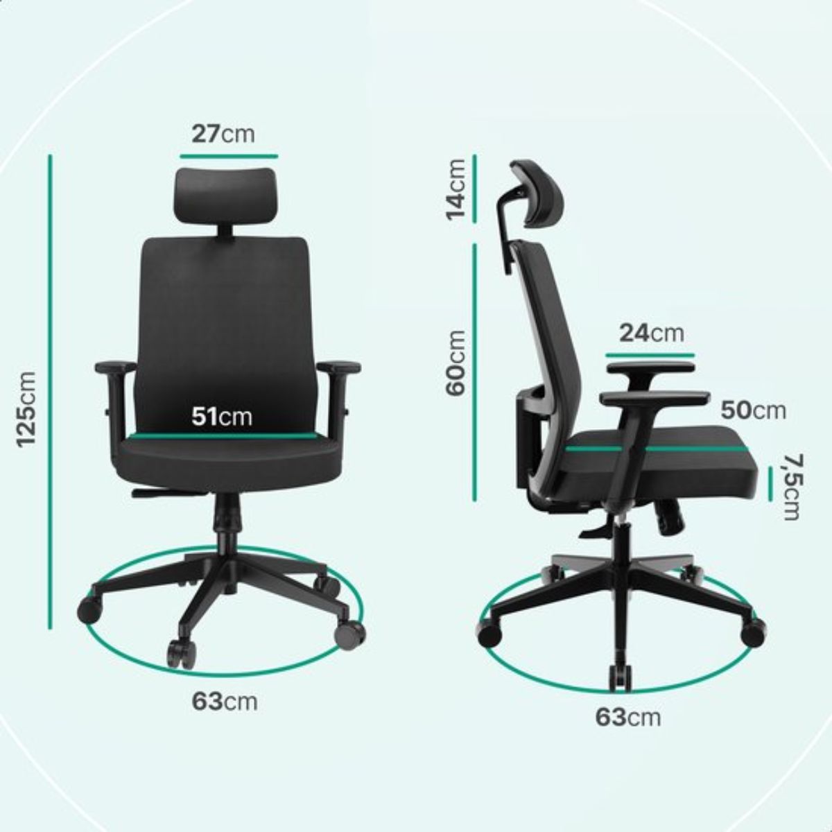 Ergonomische Bureaustoel - Bureaustoel voor Volwassenen - Office Chair - Gamingstoel - Hoofdsteun - Zwart