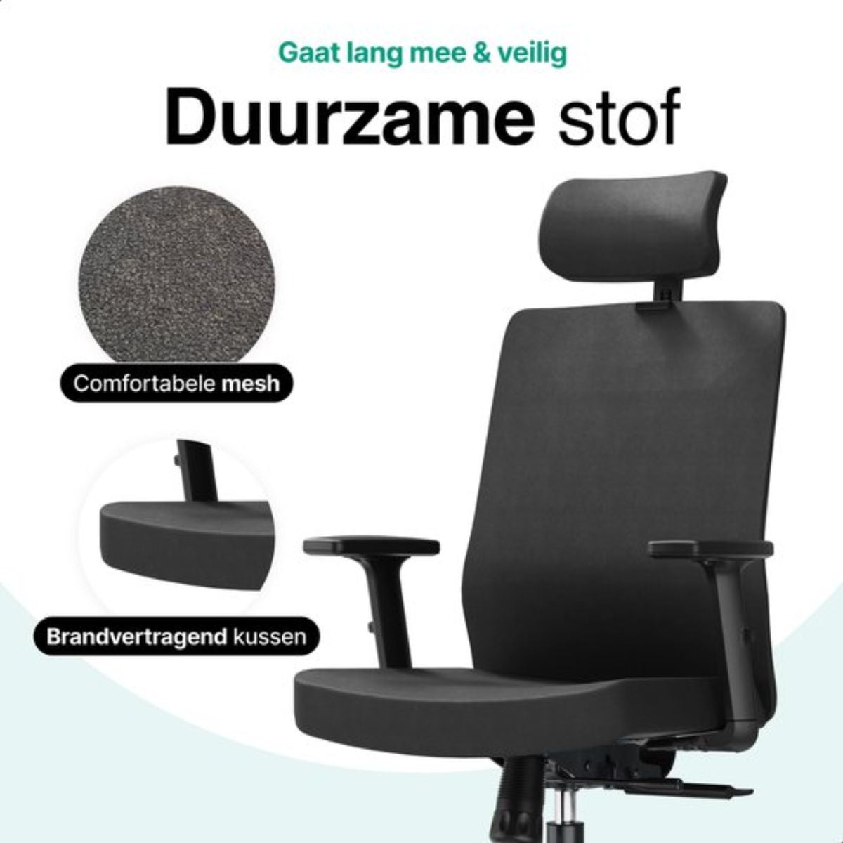 Ergonomische Bureaustoel - Bureaustoel voor Volwassenen - Office Chair - Gamingstoel - Hoofdsteun - Zwart