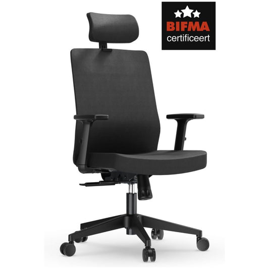 Ergonomische Bureaustoel - Bureaustoel voor Volwassenen - Office Chair - Gamingstoel - Hoofdsteun - Zwart