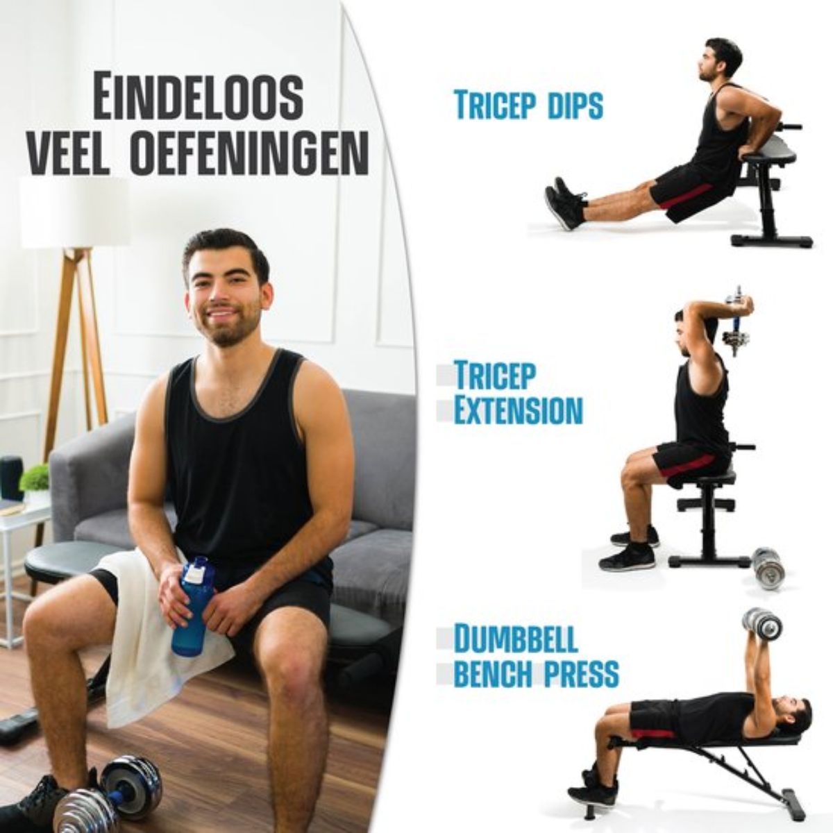 Fitnessbank – Verstelbaar & Inklapbaar – Zwart