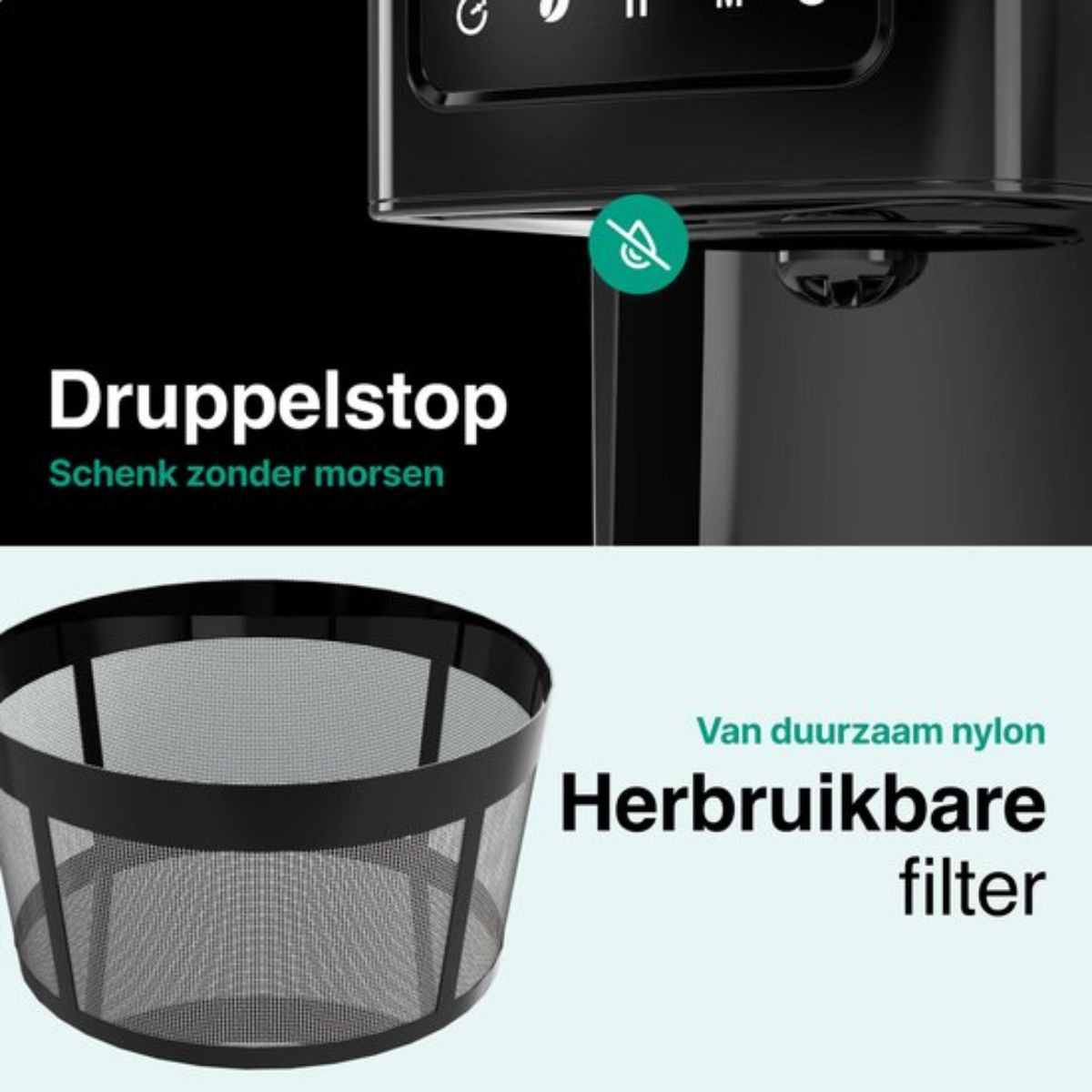 Koffiezetapparaat Filterkoffie 1.8L met Touch Display - 12 Koppen - Zwart