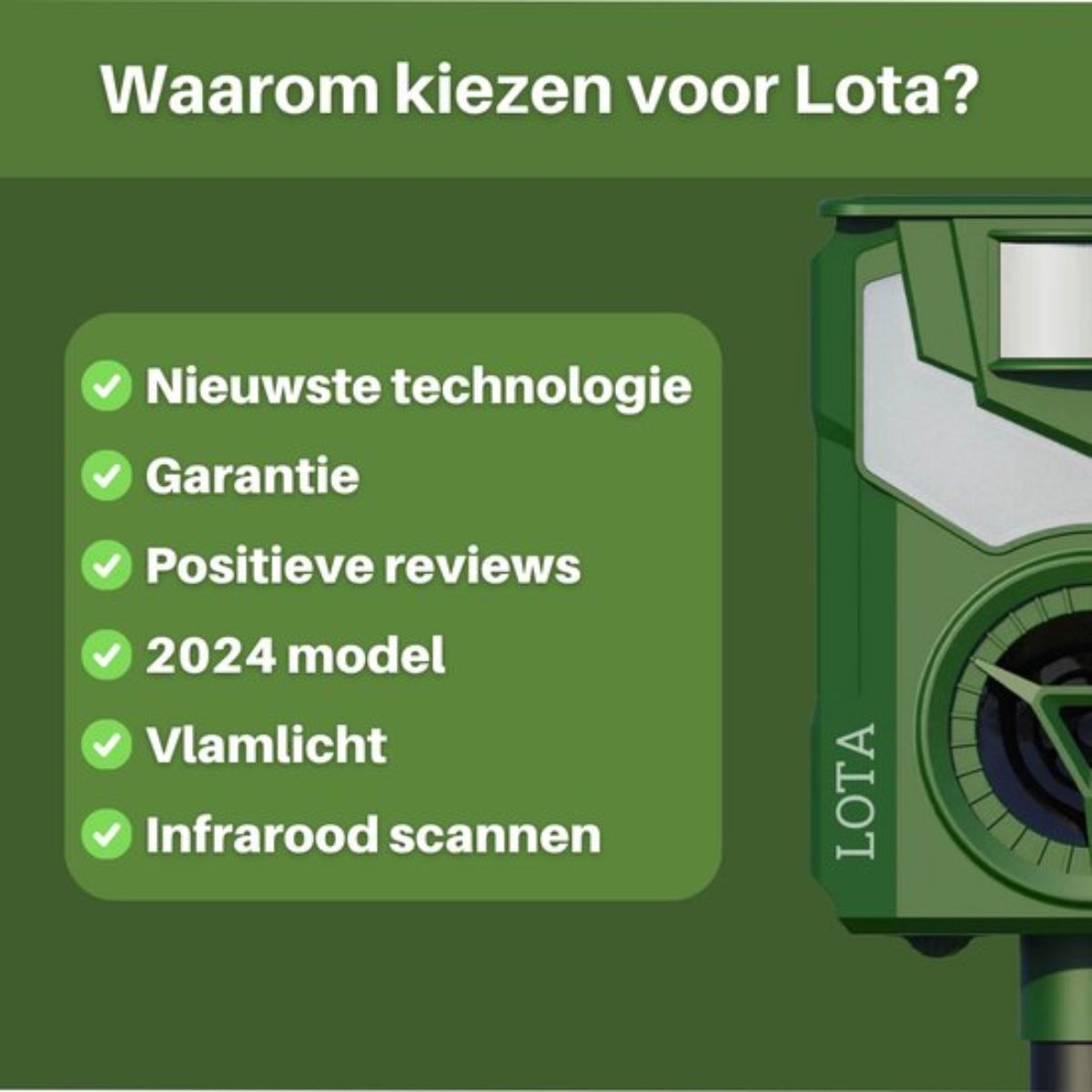 Kattenverjager op Zonne-Energie - Dierenverjager - Marterverjager - Muizenverjager - 110 graden - Uniek Vlamlicht - Waterdicht - Weerbestendig - Groen