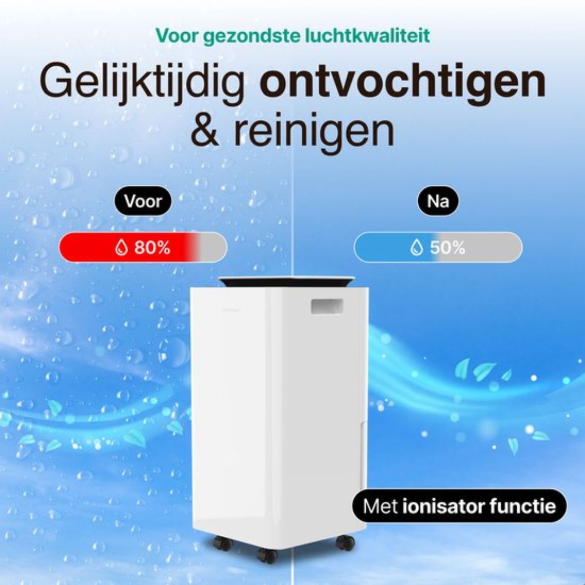 Luchtontvochtiger en Luchtreiniger - 12L - HEPA filter - 210W - Wit